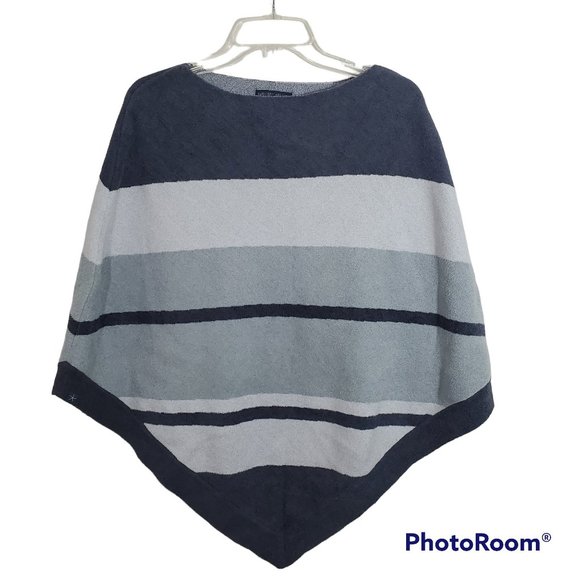 Barefoot Dreams CozyChic Ultra Lite Ocean Breeze Poncho Striped Casual One Size - Picture 1 of 6